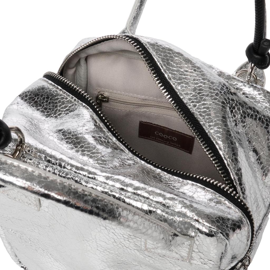 Handbag Cube Box Metallic 2WAY Bag for Silver [Cuko] Women, (906)
