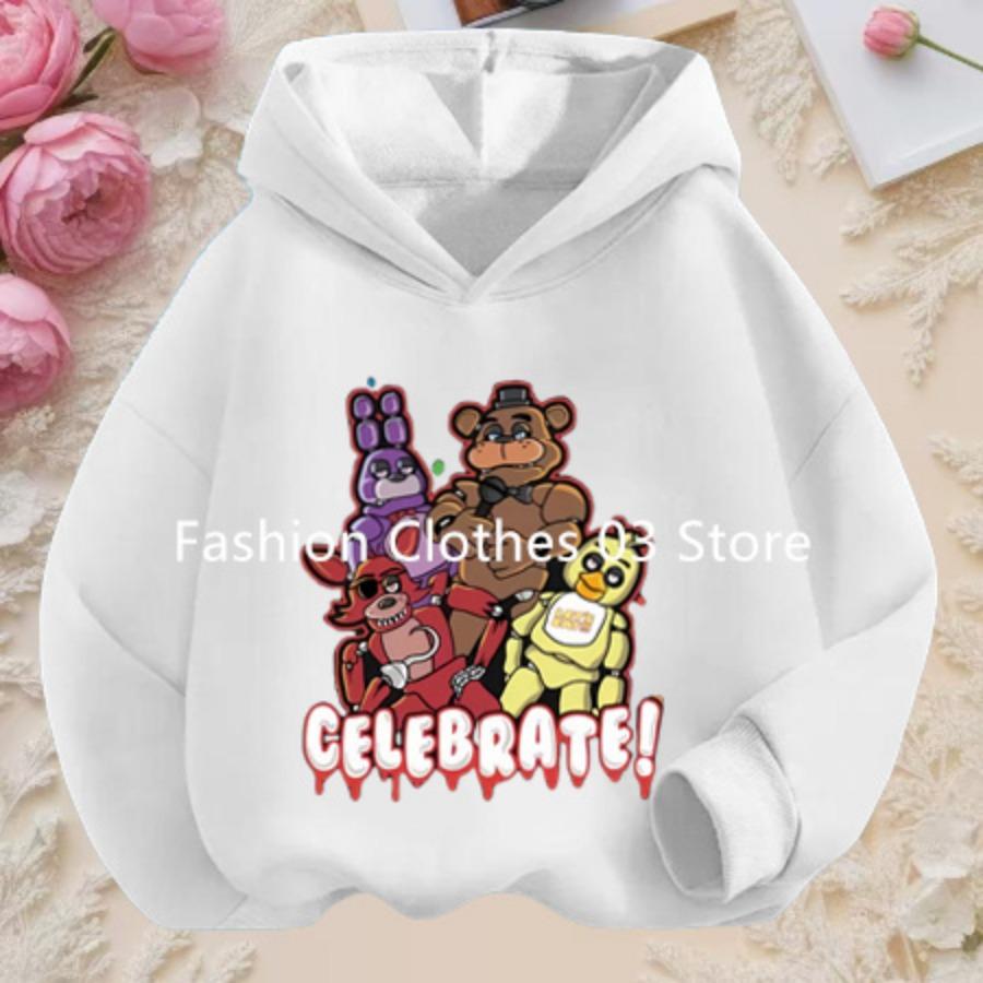 2026 Anime Five Nights Bear Hoodie 3-12 Year Kids Cosplay Unisex Hoodies Boys Sweatshirt Teen Girls Clothes Birthday Gift