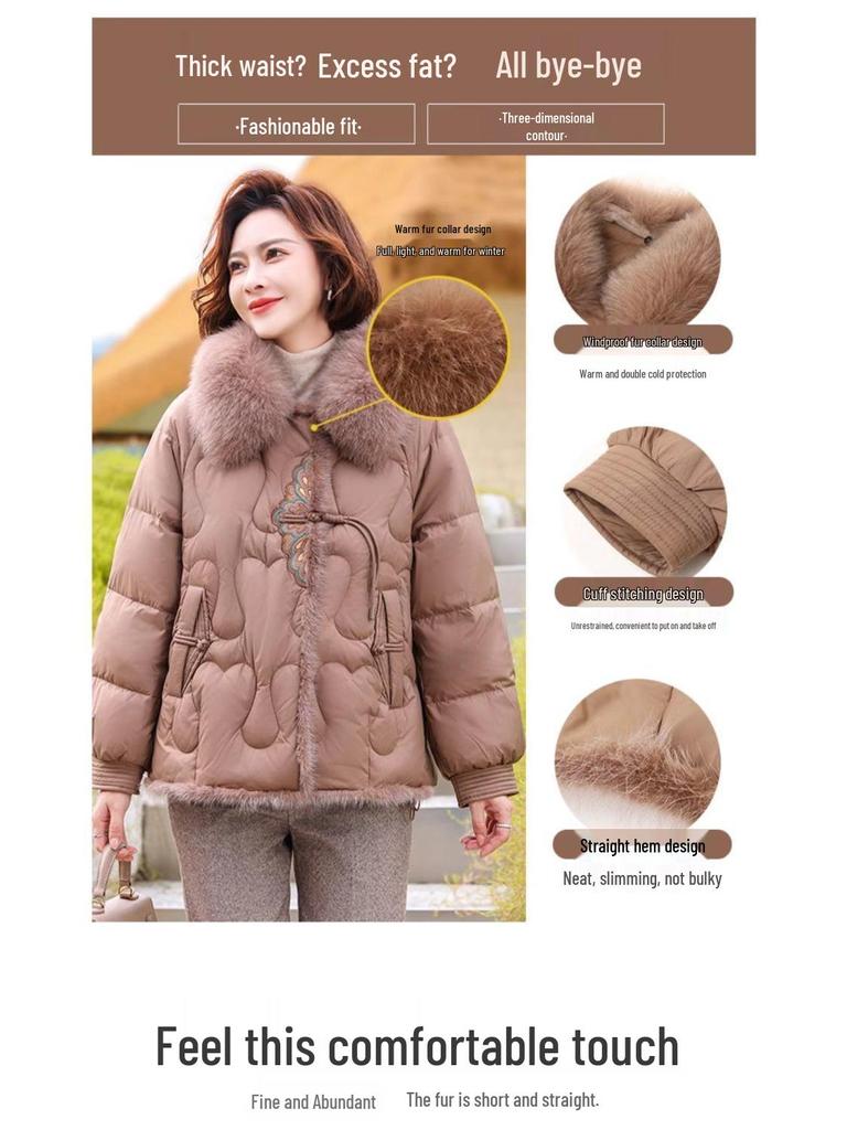 Mom's Fashionable Winter Down Jacket for Middle-Aged Women: Loose, Plus Size, Warm & Stylish Coat