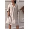 Summer Women's Dress Plus Size Solid Colour Casual V-Neck Elegant Long Dresses