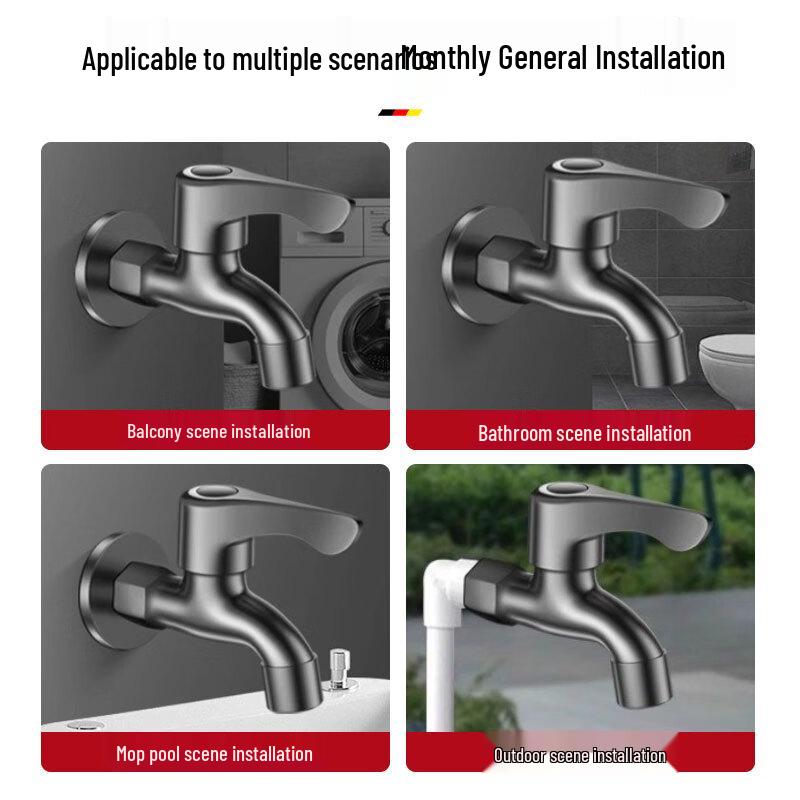 SHIFOO German Fine Brass Wall-Mounted Cold Water Faucet for Balcony Mop Sinks
