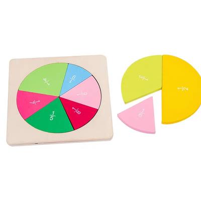Fractions Math Teaching Tool Round Shape Instrument Kids Montessori Early Educational Math Development Toy Gifts