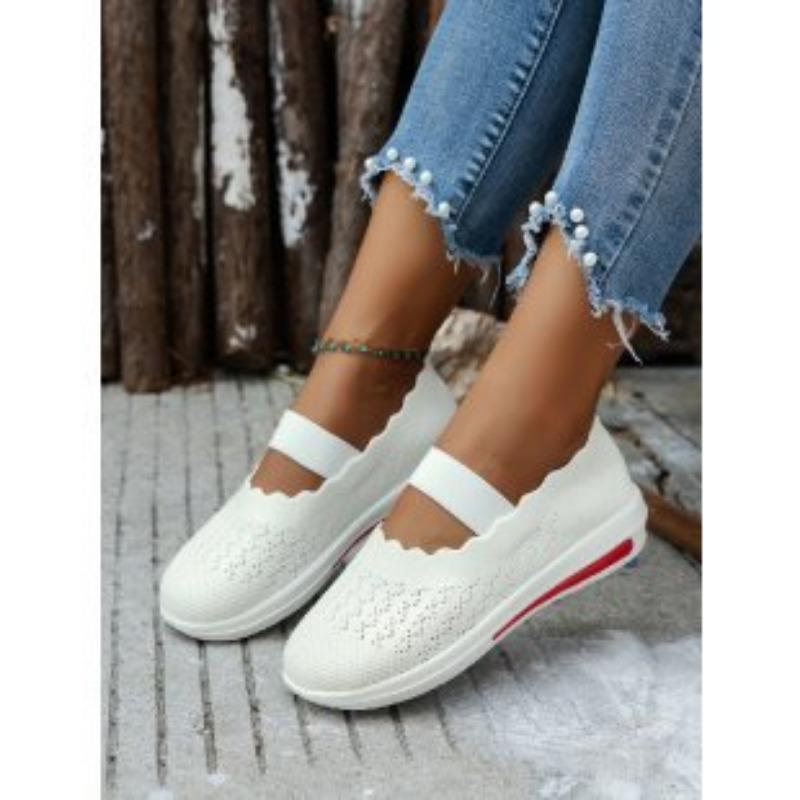 Spring and summer new fly-woven mother shoes one-pedal elastic mesh medium and old lightweight thick-soled casual shoes