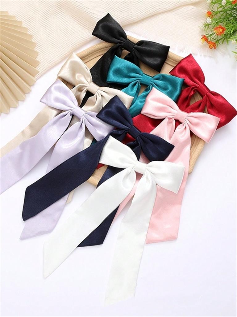1 Piece of Women's Solid Color Fabric Bow Streamer Duck Clip Back of Head Half Tie Hair Clip Daily Commuter Hair Accessories