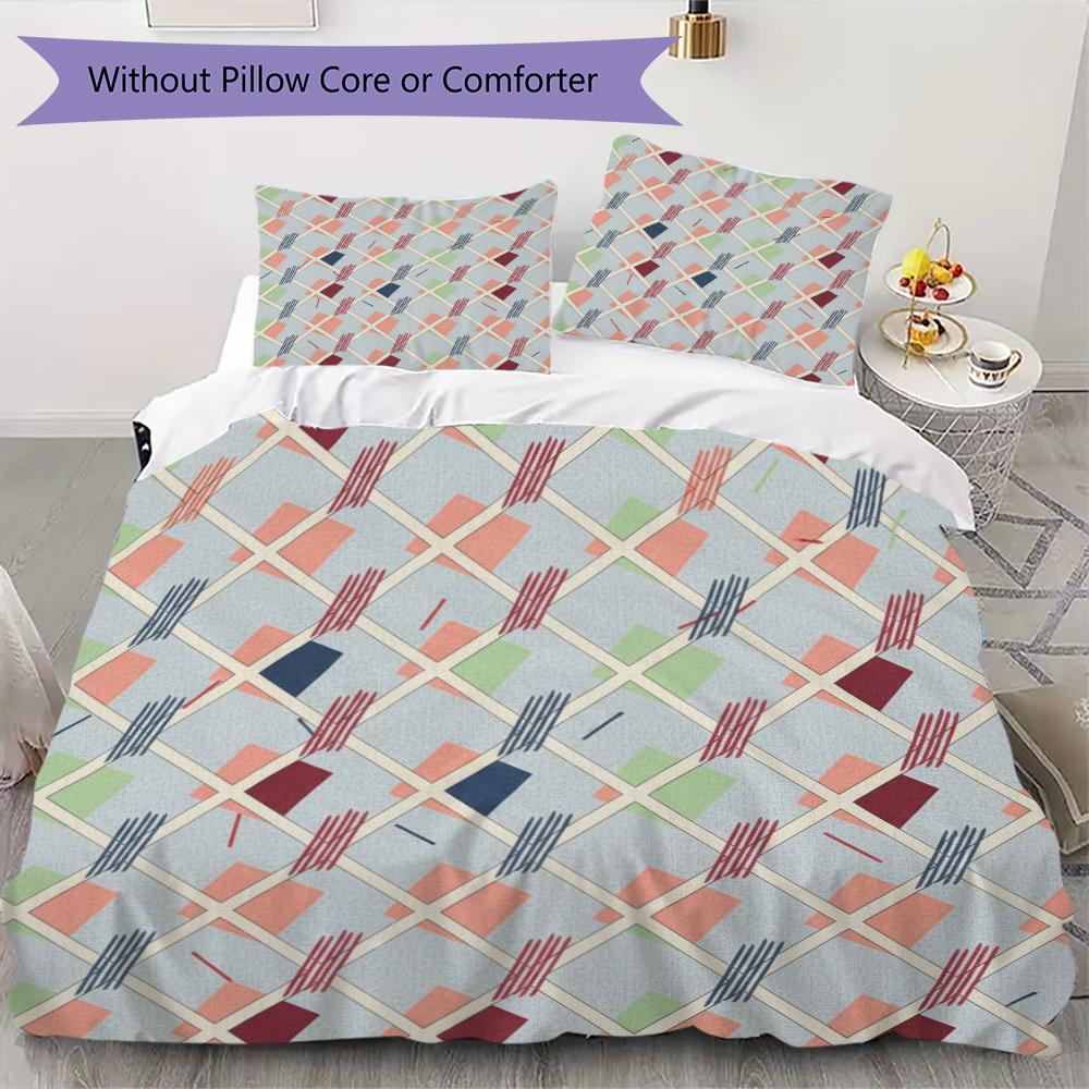 

Simple Geometry Pattern Bedding uilt Set uilt Cover Pillowcase Home Decoration Birthday Gift (1 * duvet cover + 2 * pillowcase without core)18 135x200cm