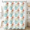 Bath Decor Shower Curtain with Blue Seashells Red Stars Waterproof Fabric Easy Install Perfect Gift for any Occasion (Customize