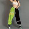 Plus size cores contrastantes hip hop solto sweatpants feminino cintura alta solta casual harem calças