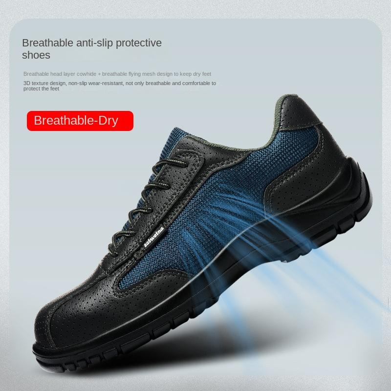 Sommer Arbeitsschuhe Fliegendes Gewebe Mesh Atmungsaktiv Bruchsicher Stichfest Rutschfest und Deodorant Baustellen Schuhe