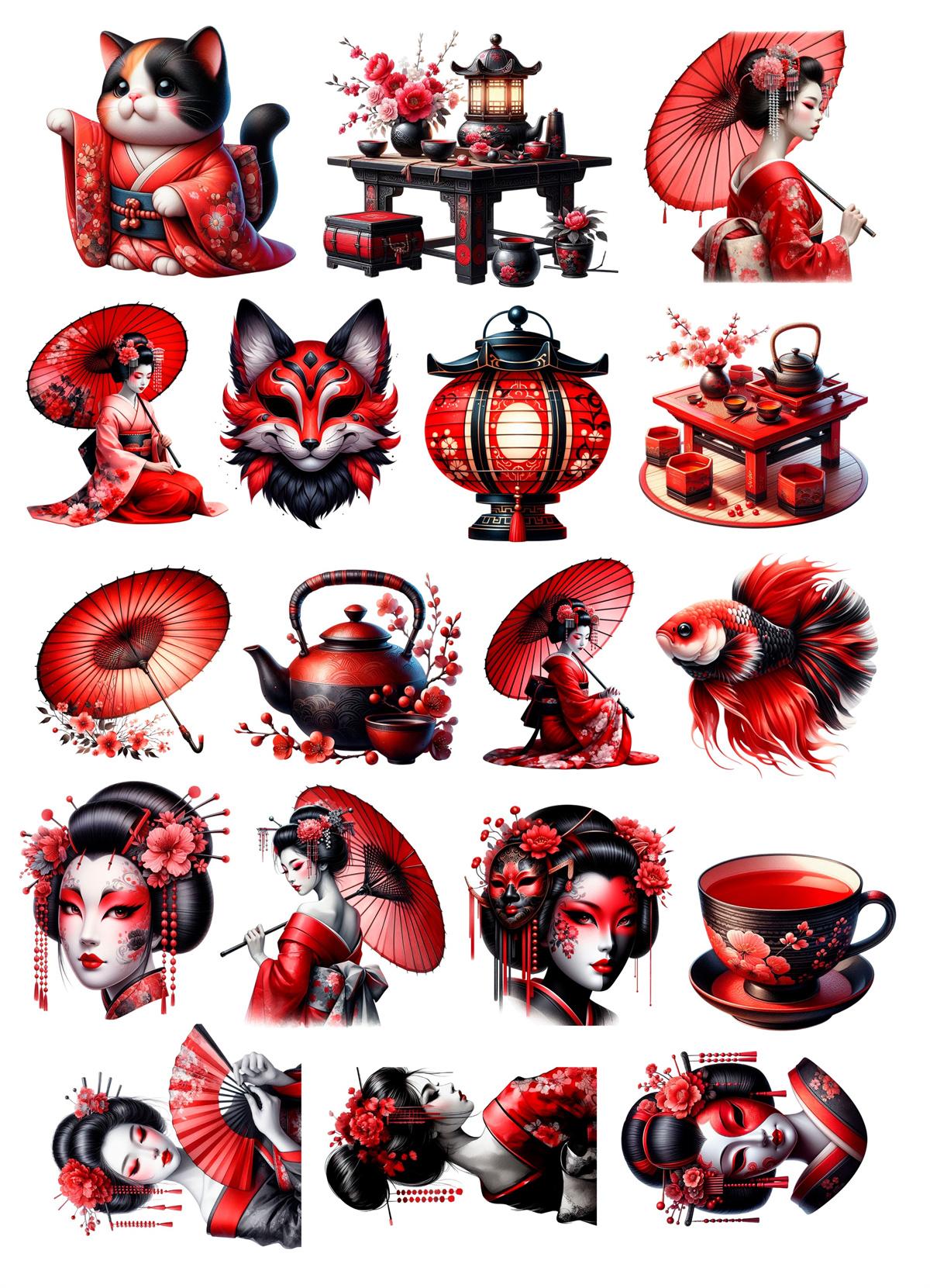 

18pcs cute Japanese geisha girl stickers for DIY journals, planners, laptop decorations, book , planner , high-quality prints белый