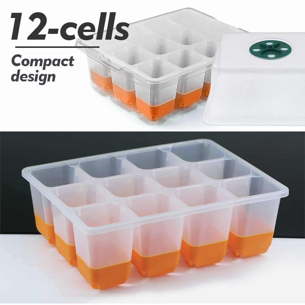 12 Cells Seedling Starter Tray Kit Adjustable Humidity Nursery Planting Box for Garden Home Greenhouse Plants Clone Seed Potting