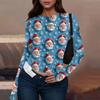 T-shirt à manches longues pour femme, mode décontractée, col rond, imprimé Noël