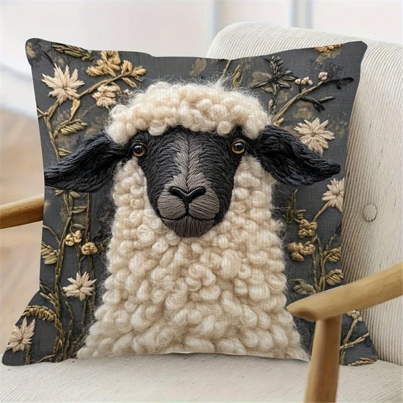 Taie d'oreiller et housse de coussin en lin respirant avec motifs alpagas Lavable Confortable Décoration de maison Cadeau