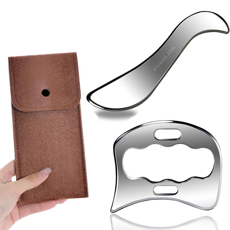 

2 pcs Stainless Steel Fascia Knife: Muscle Tissue & Meridian S-Shaped Fascia Knife, Bird-Shaped Knife & Acupoint Massage Device
