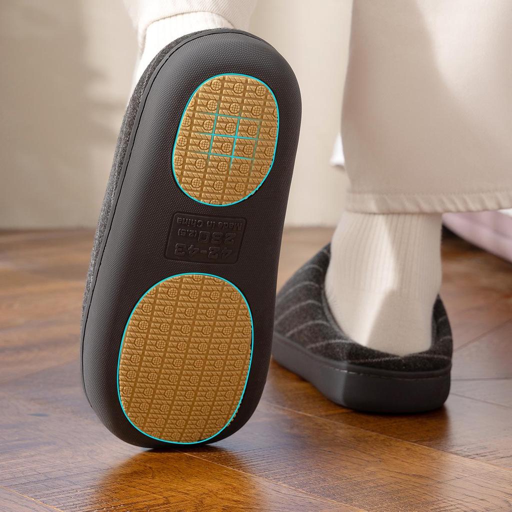 Jie Liya Men's and Women's Non-Slip Antibacterial Indoor Cotton Slippers for Autumn/Winter - Silent, Warm, Simple Design