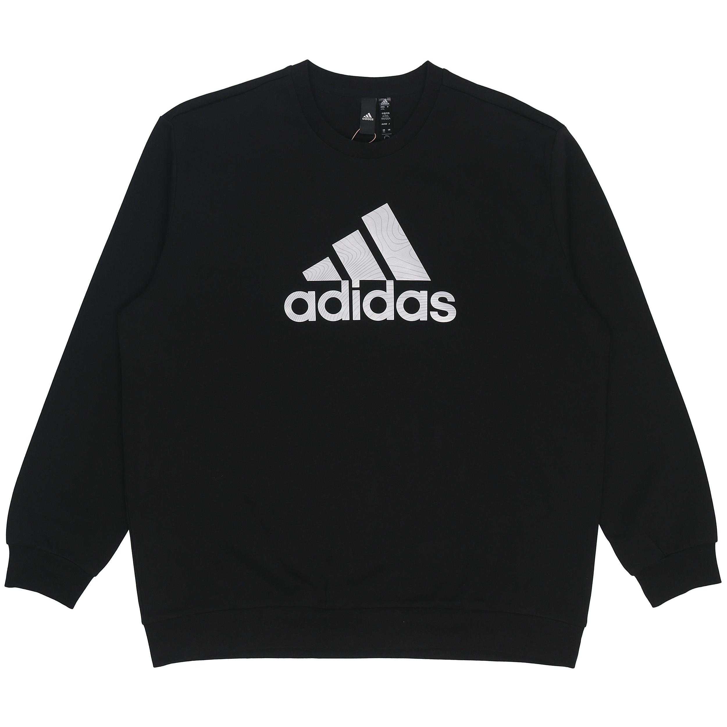 Men s adidas Logo Printing Round Neck Pullover Long Sleeves Autumn Black HM2960 L