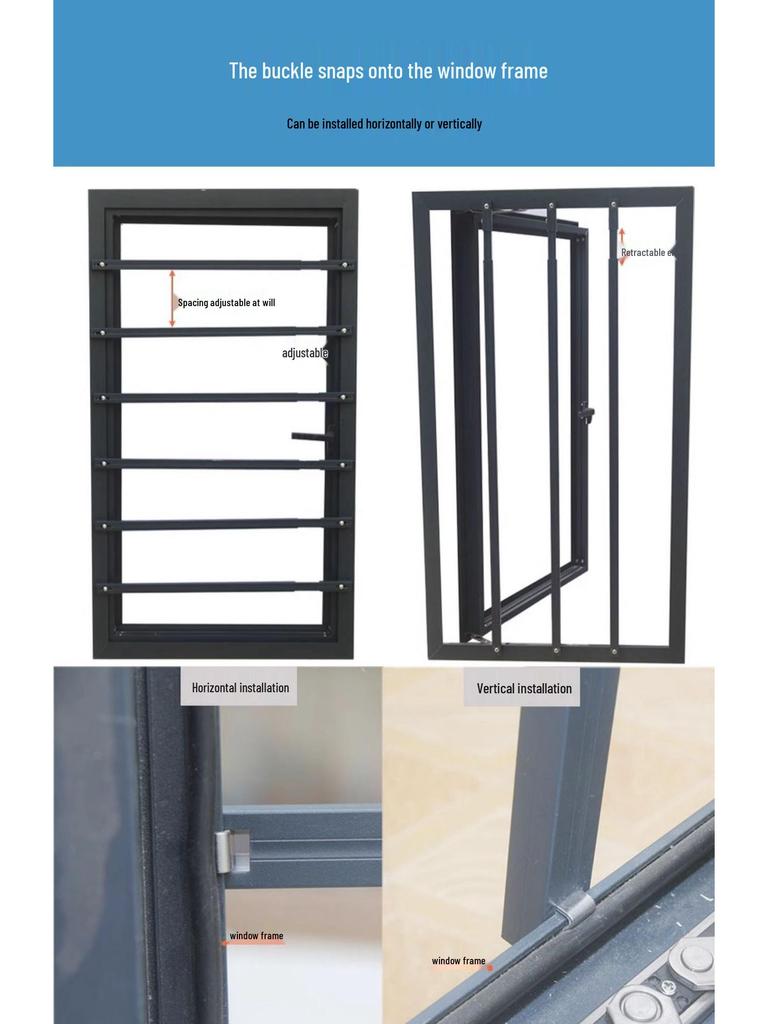 Unsichtbares Bohrloses Kindersicherheits-Fenstergeländer & Einbruchschutznetz