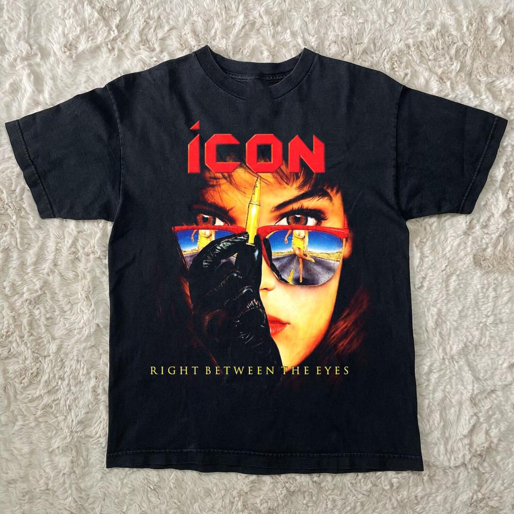Icon - Right Between The Eyes 1989 Short Sleeve Black All Size Shirt AC2384 Unisex T-Shirt