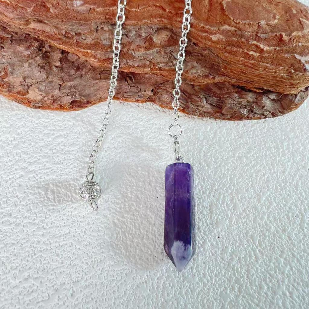 Natural Stone Hexagonal Pendant Necklace - Large Crystal Bullet Clavicle Chain for Women