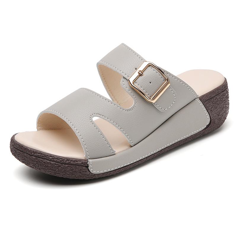 

Women Thick-sole Slide Sandals Outdoor Seaside Beach Holiday Slippers Comfortable Antiskide Slope Heel Sandals Summer Cool Shoes 35 серый