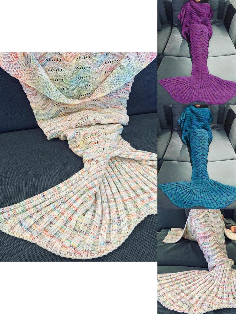 Fairy Tail Wool Mermaid Blanket With Heart Pattern For Cozy Home Decor
