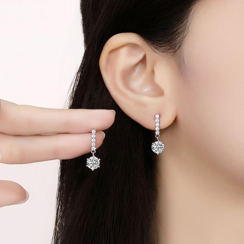 Elegant European & American Style 1-Carat Moissanite Tassel Stud Earrings in Sterling Silver. 925 Sterling Silver
