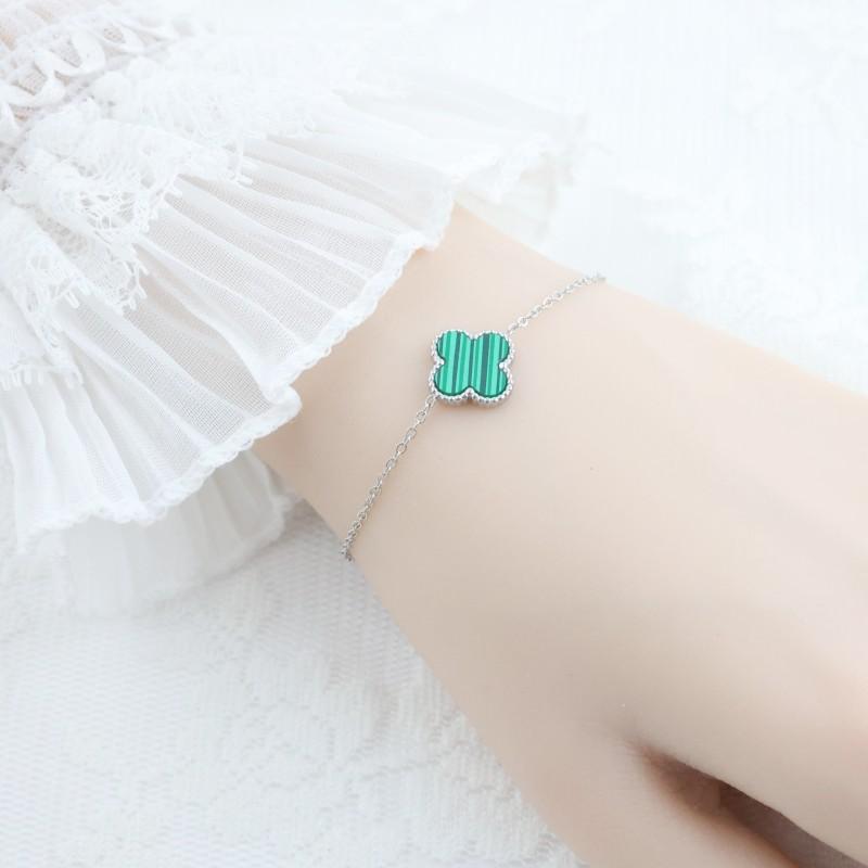 This stylish titanium steel four-leaf clover bracelet is a never-fading elegant bracelet for women