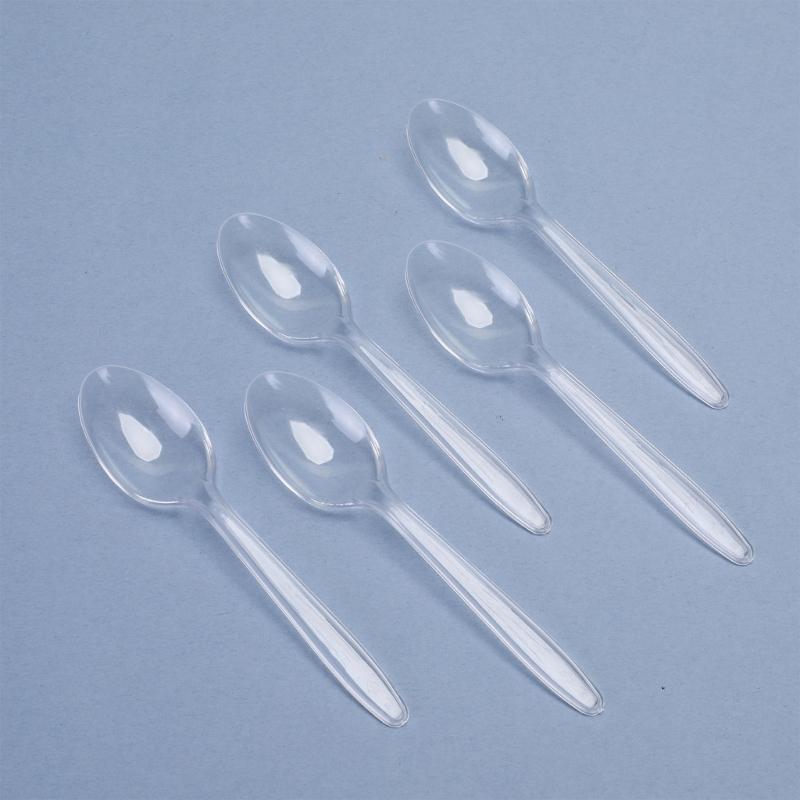 Pack Of 100 Clear Plastic Teaspoons Microwave Safe Round Head Ice Cream Spoon Tableware for Parties Camping and Event