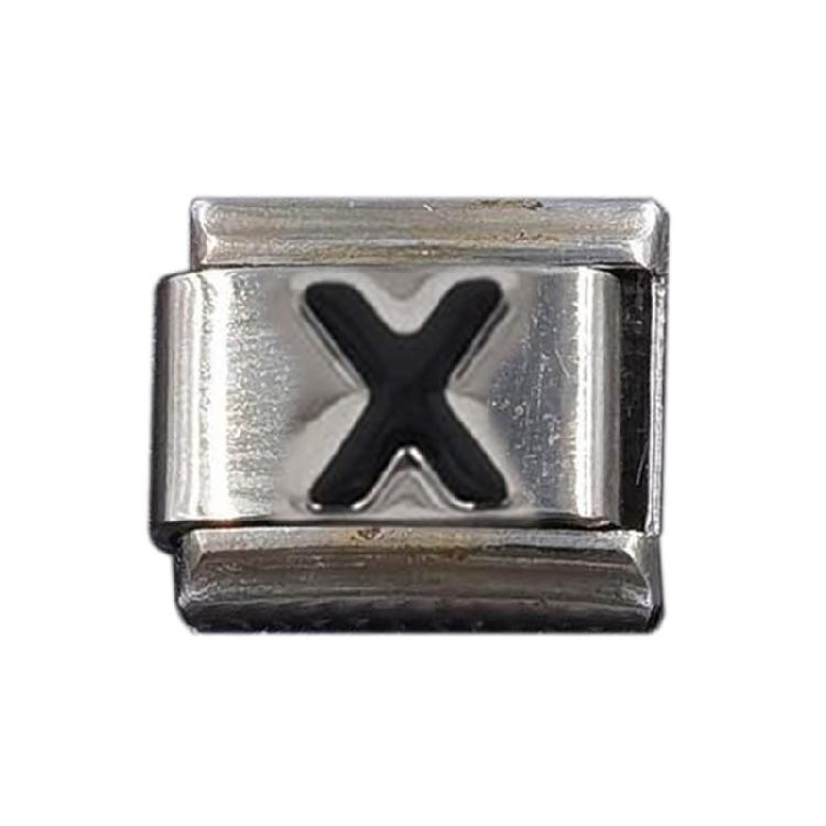 Italian Jewelry Charm Link Vintage Square Letter Beads Stainless Steel Material