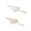 In Stock Handmade Lace Umbrella Silk Cloth Lace Flower Embroidery Parasol Wedding Bride Photography Umbrella White Beige Color