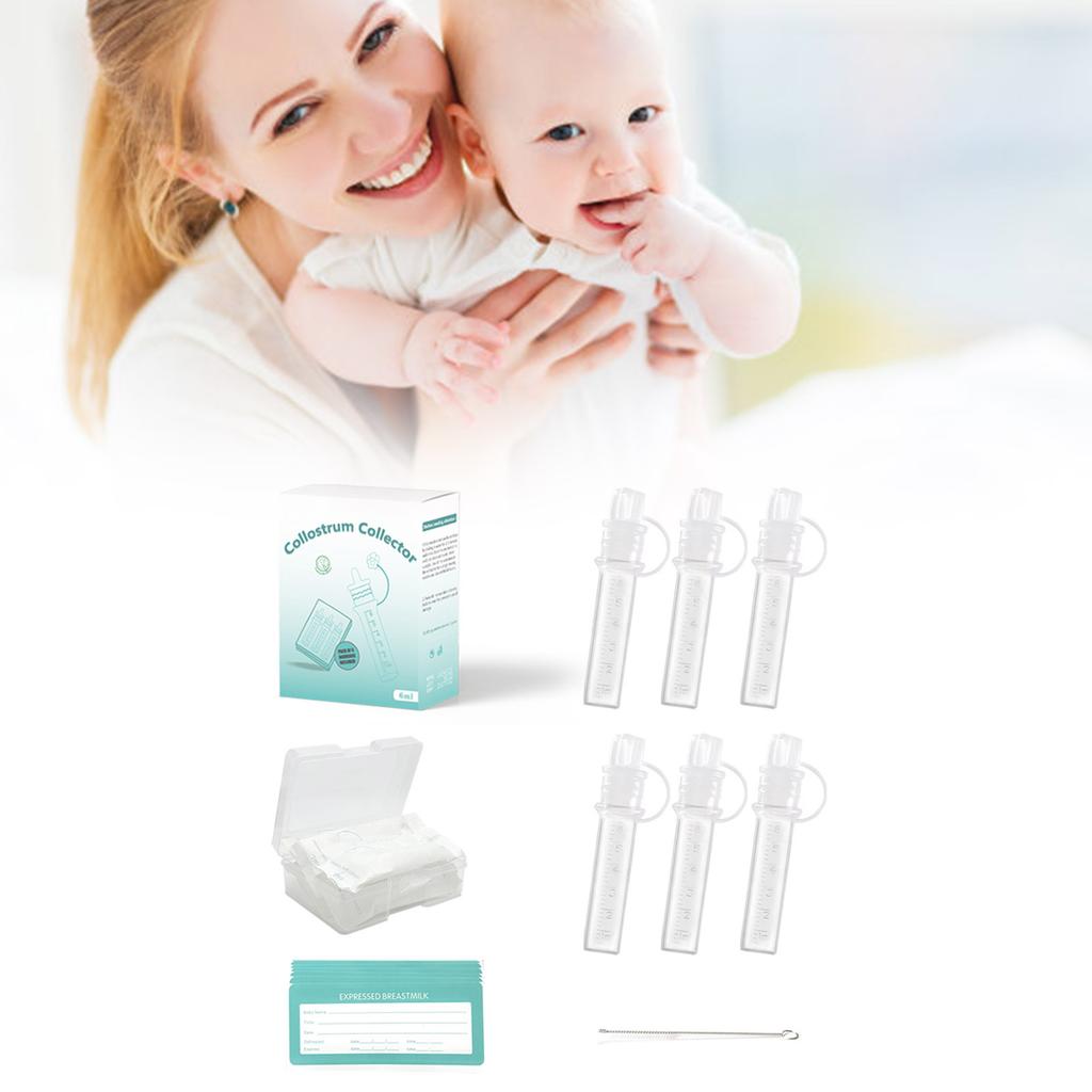 Set of 6pcs Colostrum Container Tube for Newborns Feeding BPA Free Breast Milk Collector Case Baby Feeding Dropper