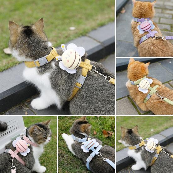 Kleine Biene Katzengeschirr Verstellbares Kätzchengeschirr mit Leine Süßes Bienen-Katzengeschirr für Kätzchen Erwachsene Katzen Sichere Spaziergänge im Freien