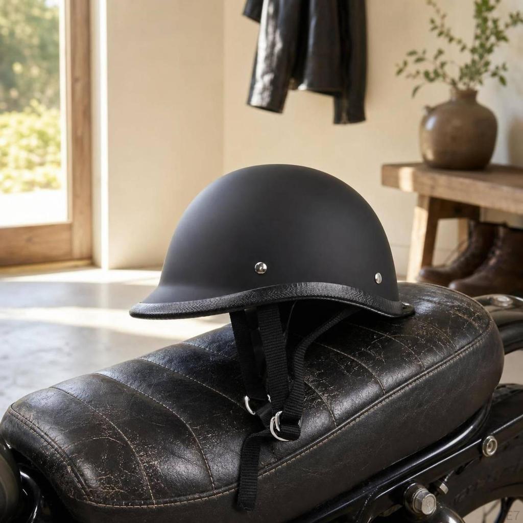DOT Approved Half Helmet | Matte Black, Open Face, for street cruising S Black