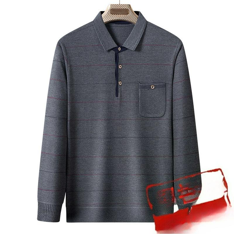 Papa Langarm-T-Shirt Herren Frühling Locker Oberteil Revers Polo Unterhemd