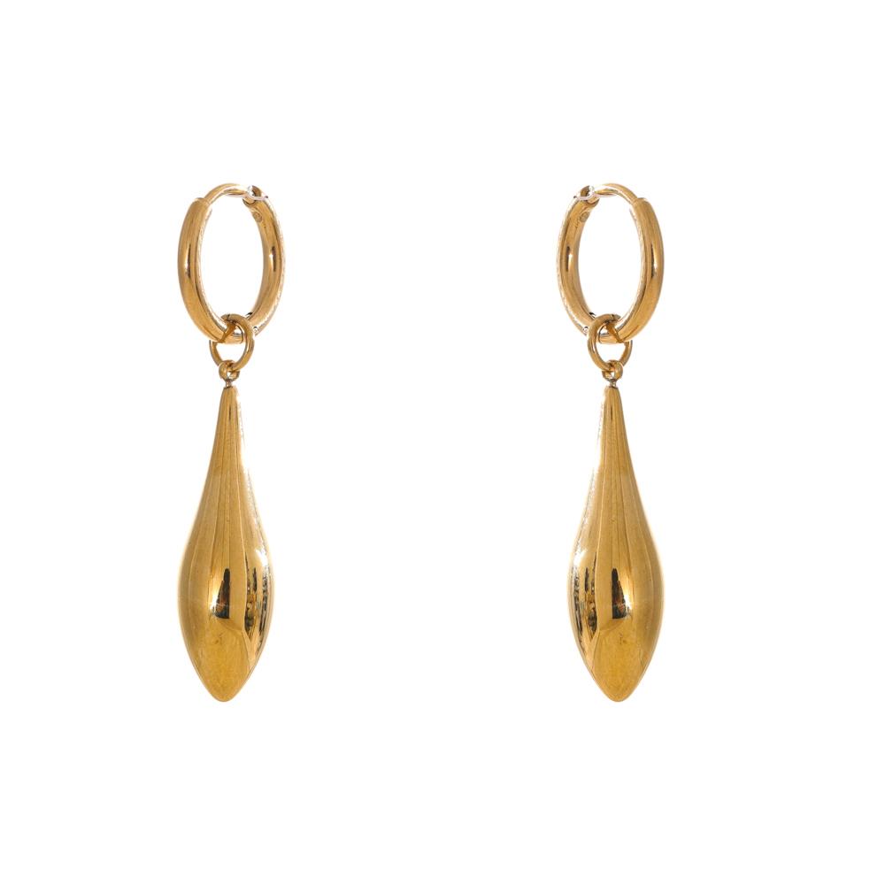 

Yhpup Stainless Steel Glossy Water Drop Dangle Hoop Earrings Tarnish Resistant Metal Attractive Jewelry Accessories High Quality