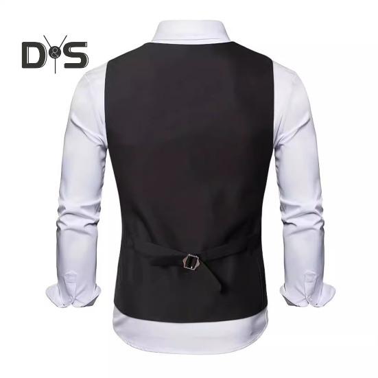 Men Suit Vest V-Neck Sleeveless Single-Breasted Suit Coat with Pockets Solid Color Slim Fit Formal Style Business Waistcoat