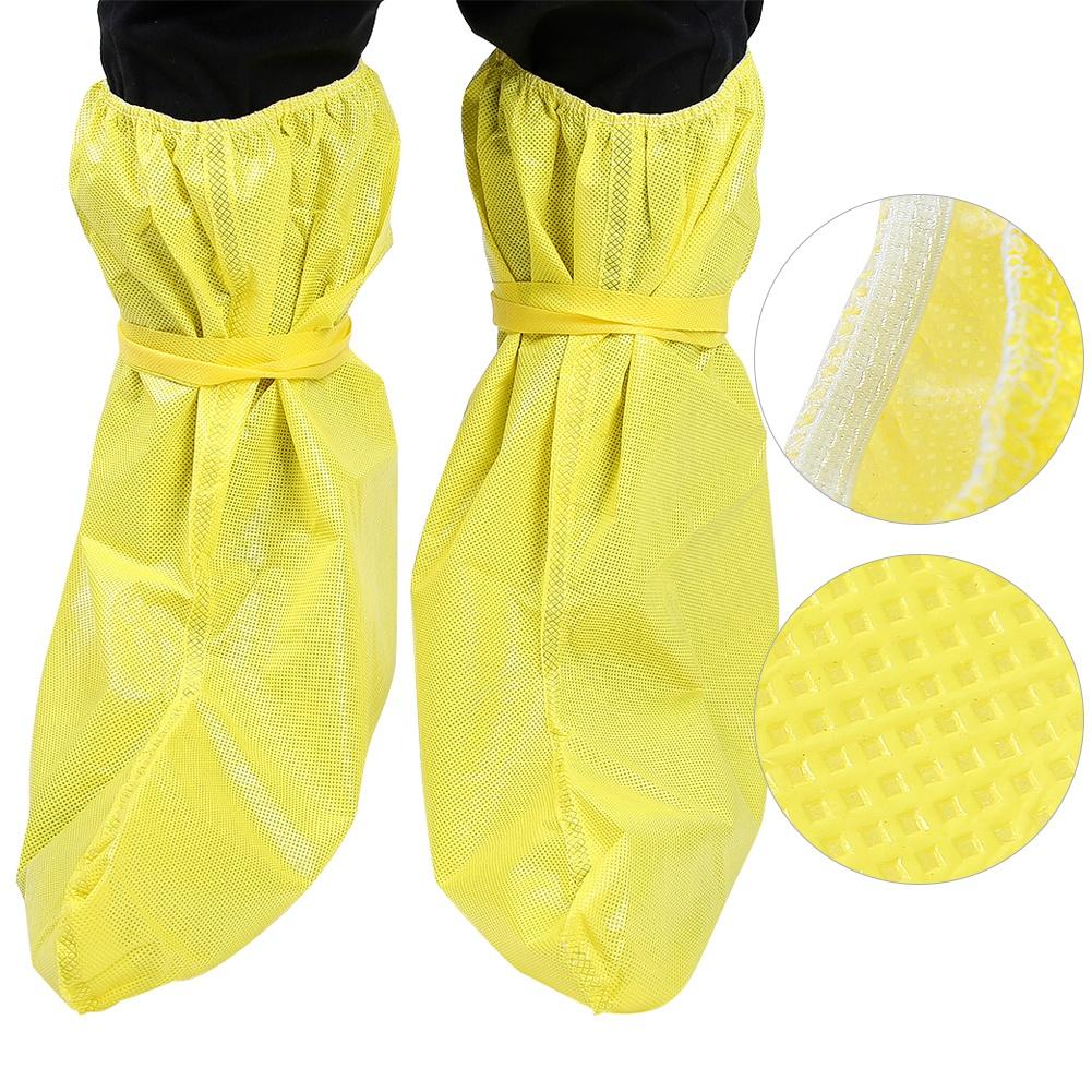 Waterproof Dustproof Anti Static Shoe Covers Chemical Safety Boots Protectors Yellow