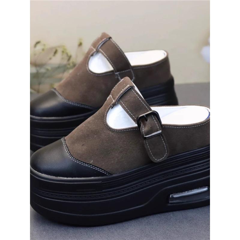 Fashion 12CM Genuine Leather Fashion Height Increasing Ladies Platform Wedge Fashion Slippers Women Slip On Casual Females Shoes