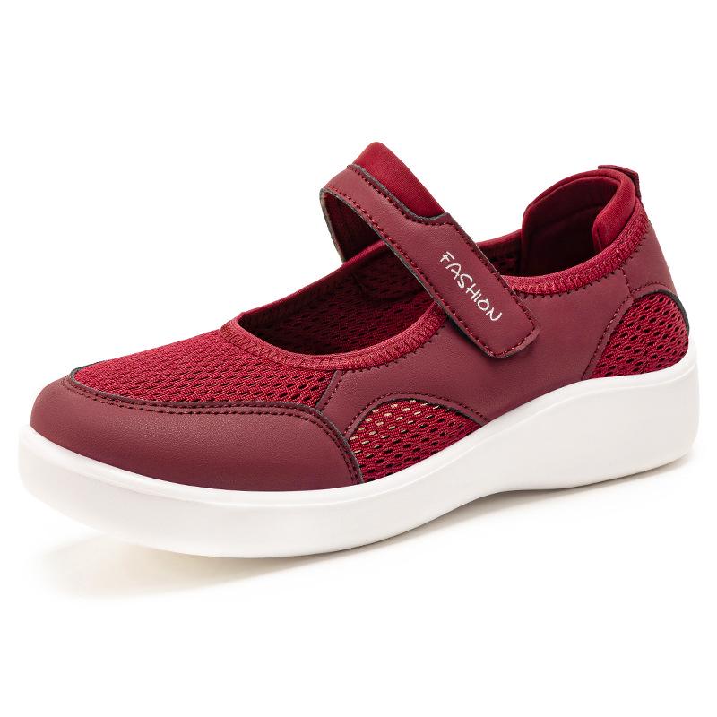 Women's Summer Breathable Casual Velcro Shoes - Soft Sole, Comfortable for Middle-Aged & Elderly Mothers