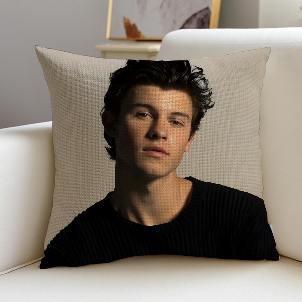 Charming SShawn MendesS Cushion Cover Breathable and skinfriendly linen pillowcase square removable and washable cushion
