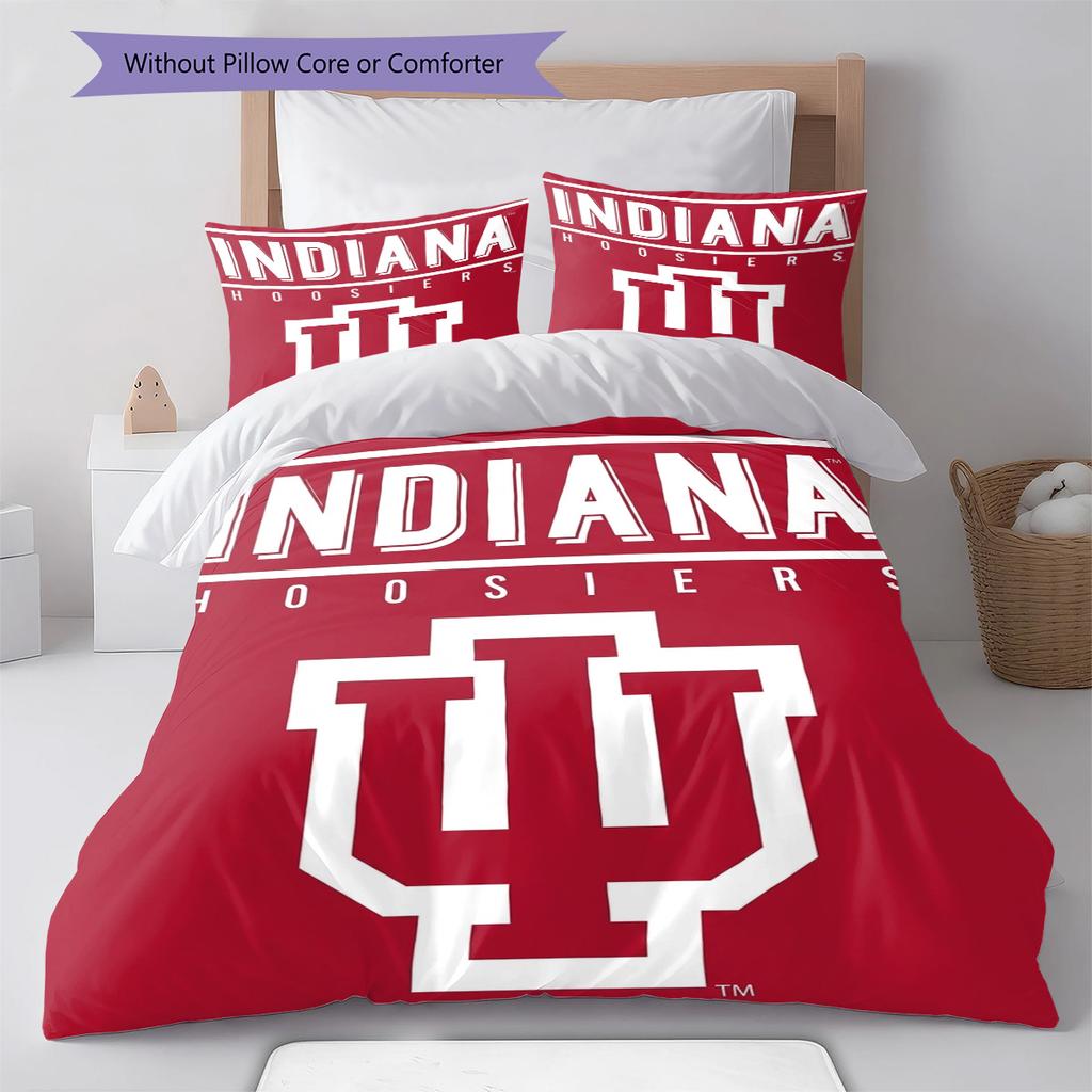 Indiana Hoosiers Pattern Bedding Set Quilt Cover Pillowcase Home Decor Gift (1 * duvet cover + 2 * pillowcase, without core)