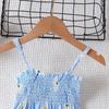 Summer Girls' Smocked Floral Dress with Adjustable Straps