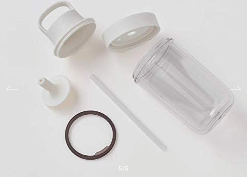 KINTO To Go Bottle 360ml White with Straw, Lightweight, Dishwasher Safe, Double-Walled, 20061