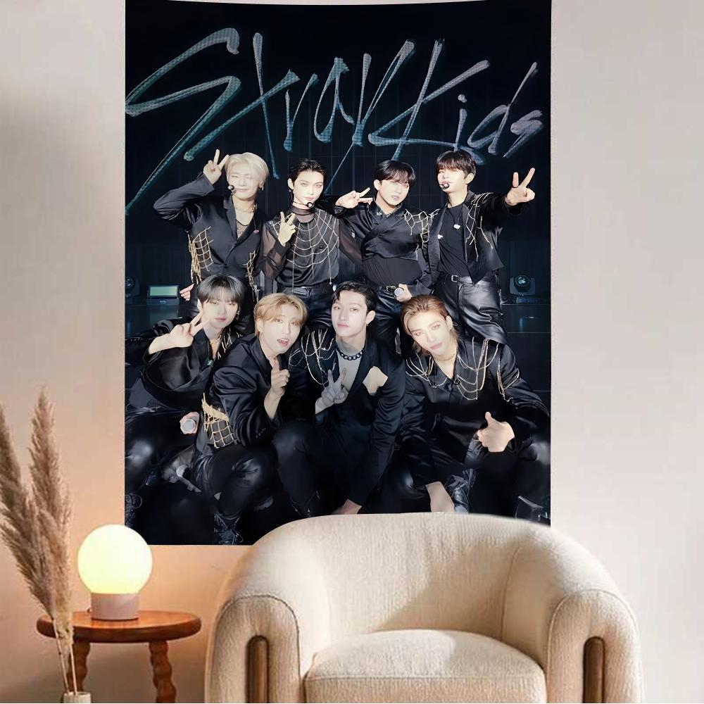 K-kpop Stray Kids Printed Large Wall Tapestry Cheap Hippie Wall Hanging Bohemian Wall Tapestries Mandala Home Decor