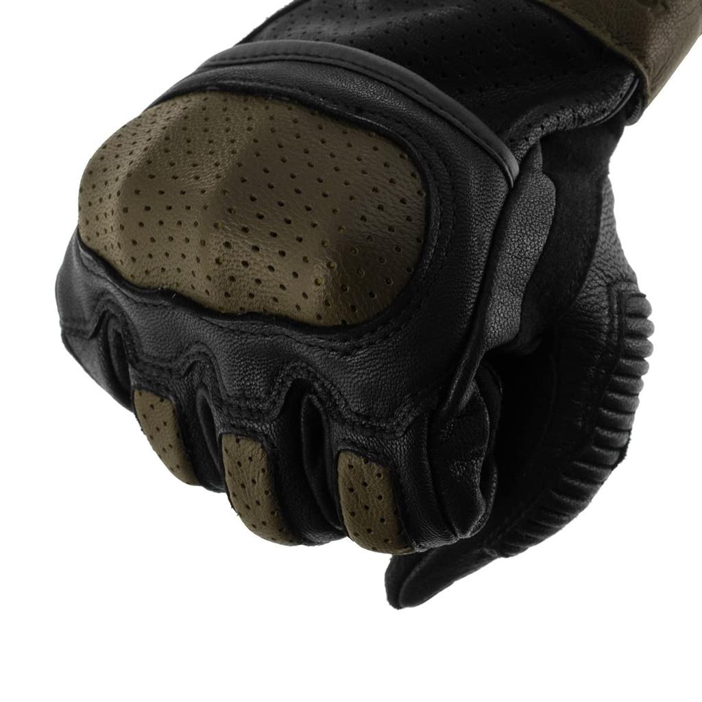 Komine Motorcycle Gloves CE Protective Leather Medium GK-2173 Gloves, Olive,