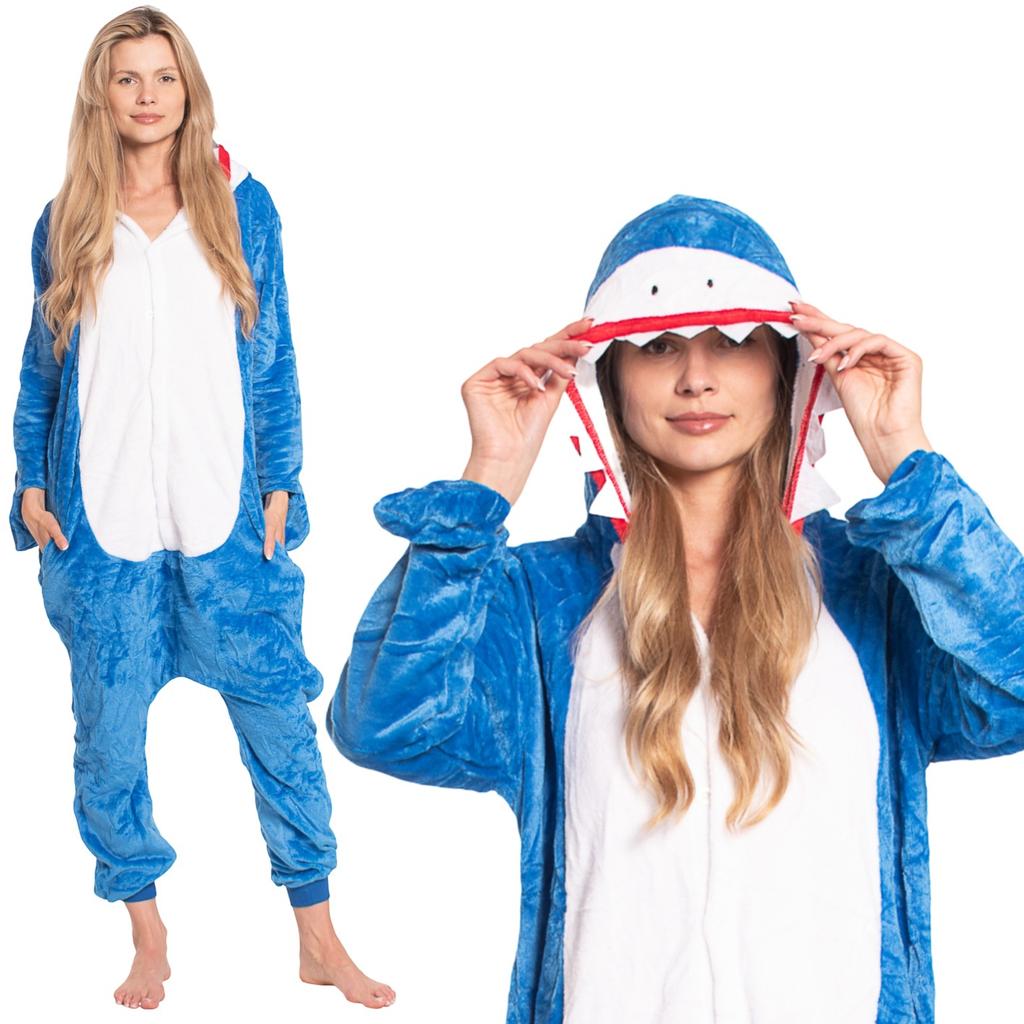 Piżama damska kombinezon kigurumi onesie kostium niebieski rekin 165-175 l