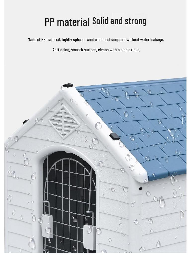 Windproof Rainproof Plastic Dog House for Medium/Large Dogs - Outdoor Pet Cage
