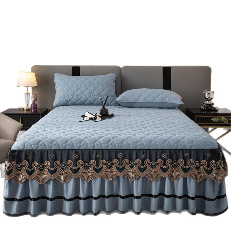 European Style Lace Quilted Bed Skirt - Thickened Skirt Edge for E-commerce Dropshipping