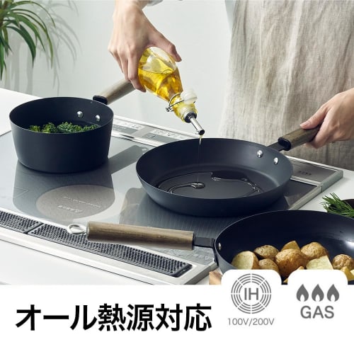 Rust-Resistant Iron Frying Pan: simfe. 18cm Soup Pan, Induction and Gas Compatible, No Preheating Required, Metal Tools Compatible, High-Temperature C