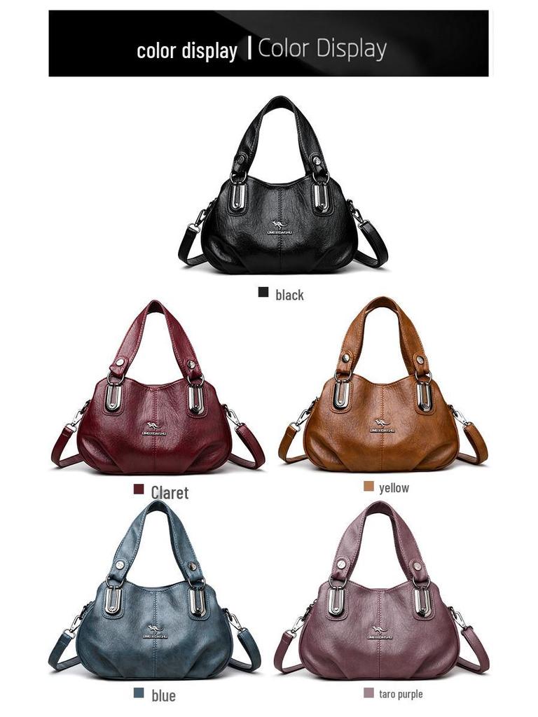 Large Capacity Multi-Compartment Shoulder Handbag - European & American Style for Middle-Aged Women