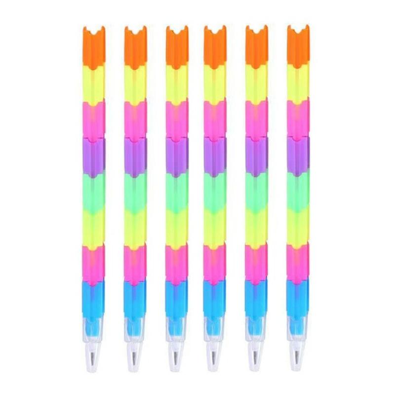 Gift Creative Rainbow Multifunctional Building Block Changing and Deformable 8 Section Pencil Student Prize Stationery Wholesale